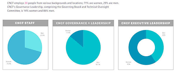 CNCFのスタッフ構成。女性が7割