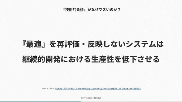 継続的開発の生産性を落とすのが技術的負債