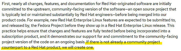 最初はRed Hatが開発するOSSの場合