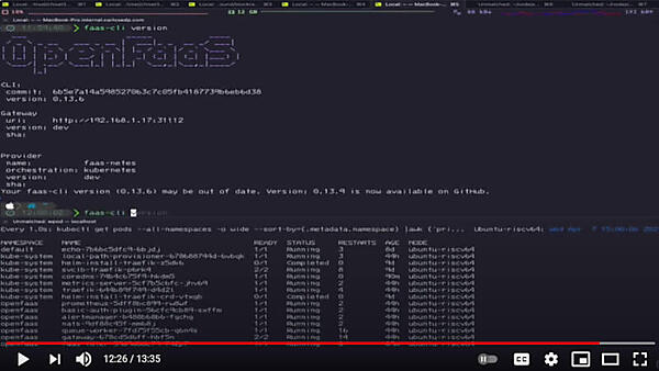 OpenFaaSが実行されていることをデモ