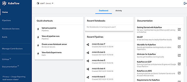 図4-1：Kubeflow UI