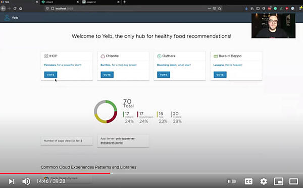 デモとして使われたYelbのWebユーザーインターフェース