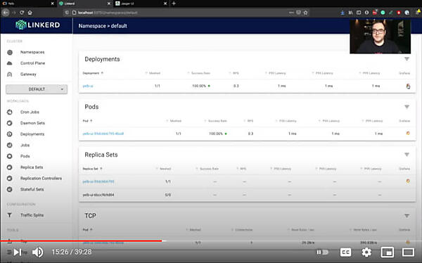 Linkerdの管理コンソールから確認