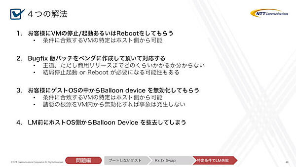 対処方法は複数あるが一番顧客に影響が少ない4つ目の方法を採用