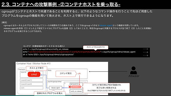 cgroupを使ってコンテナホストOSに侵入する例を解説