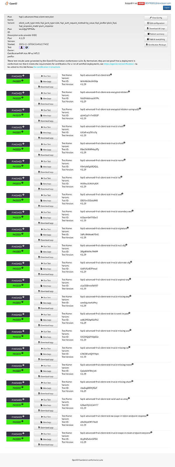 図3：Conformance testの結果