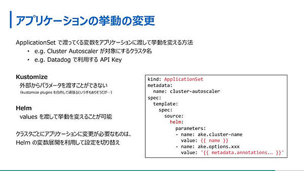 構成情報をカスタマイズしたい時にどうやって変数を渡すのか？ を考察