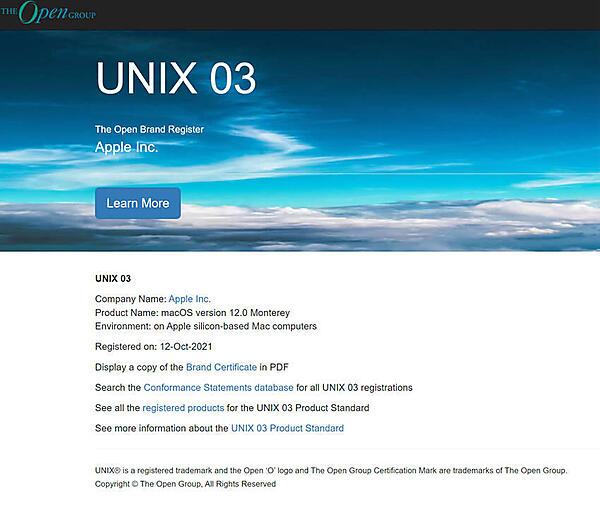 macOSはThe Open Groupのお墨付き