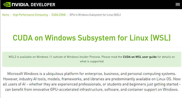 GPU in Windows Subsystem for Linux (WSL) | NVIDIA Developer