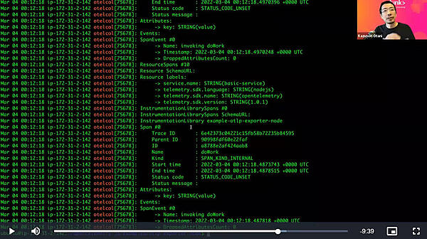 ターミナルへログを出しながらデモを実施