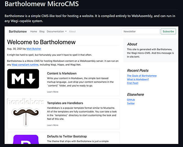 Rustで書かれたCMSであるBartholomewのGitHubページより引用
