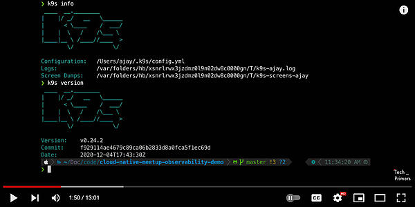 K9s自体の情報や環境を表示