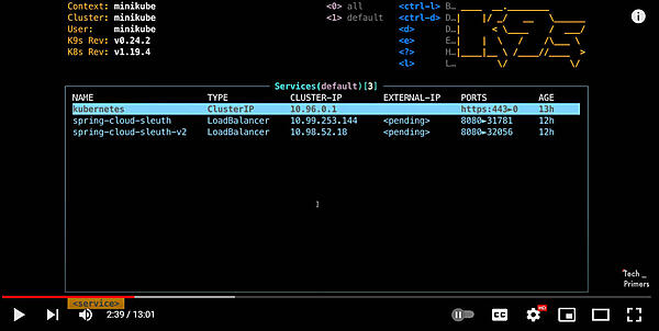 サービスが一覧表示され、IPやPortも確認できる