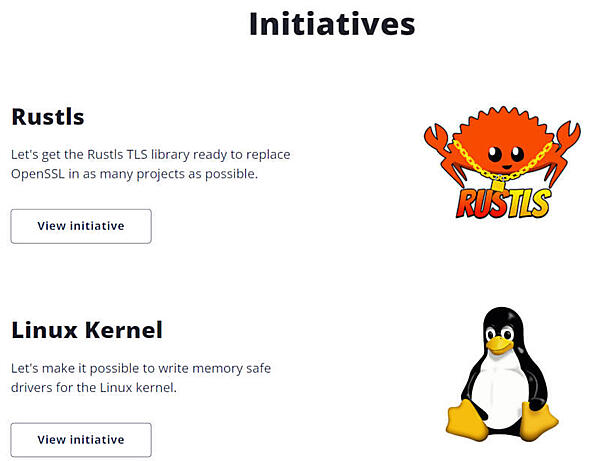 ProssimoのHPより抜粋。OpenSSLをRustで書き直すRustlsのほか、Linux Kernelも進行中