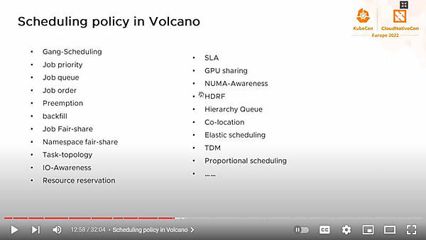 Volcanoが対応するさまざまなスケジューリングポリシーの例
