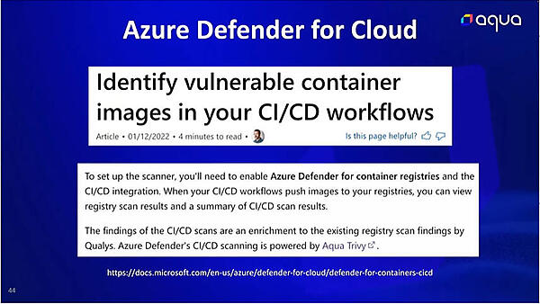 AzureのスキャナーとしてTrivyが採用されている