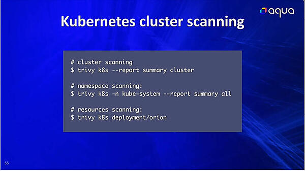 Kubernetesクラスターに対するスキャンの例