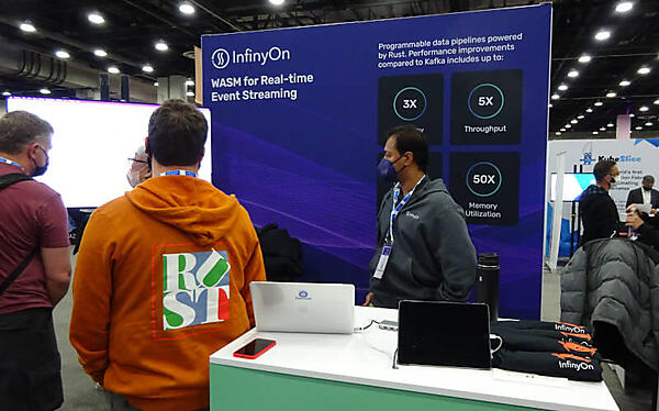 RustとWebAssemblyでストリーミングを実現する<a href="https://www.infinyon.com/" class="link">InfinyOn</a>のブース