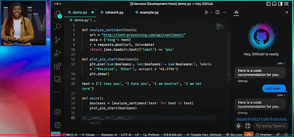Copilotを音声から使ってコードを書くデモ