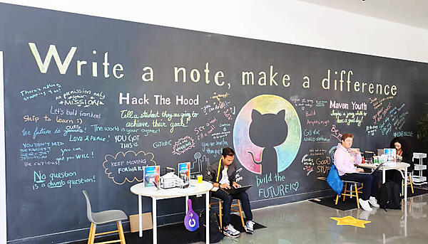 好きなコメントを書き込める黒板。ジョブボードではない