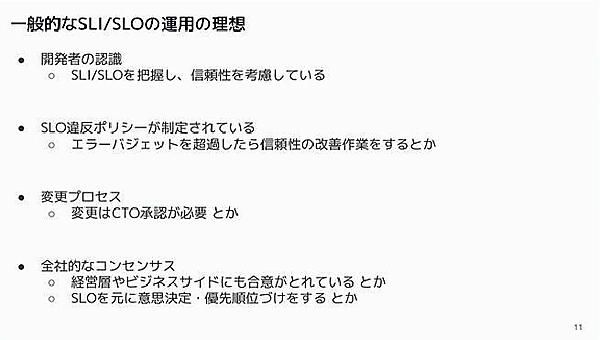 一般的なSLO/SLI運用の理想