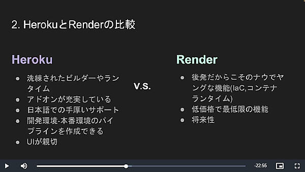HerokuとRenderの比較を実行