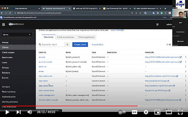 Keycloakのダッシュボード