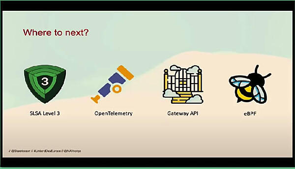 今後の計画を紹介。OpenTelemetry、Gateway API、eBPFが挙げられている
