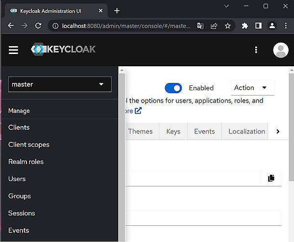 図4：新管理コンソールの画面の例。Keycloak 21.1.2のもの