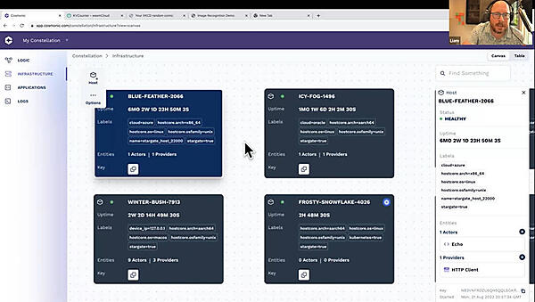 wasmCloudのコンソールから実行されているインスタンスをブラウズ
