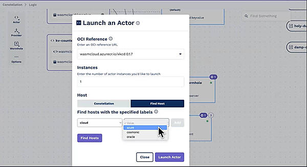 ホストの部分にAzure、Cosmonic、Oracleという表記が確認できる