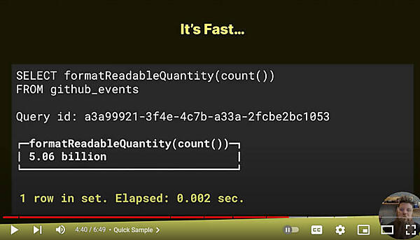 GitHubをサーチして50億のイベント数を集計するのに0.002秒の処理時間