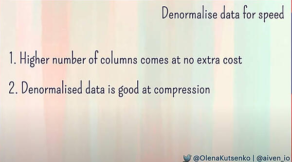 カラム数が増えても性能に影響しない、非正規データは圧縮に適していることを強調