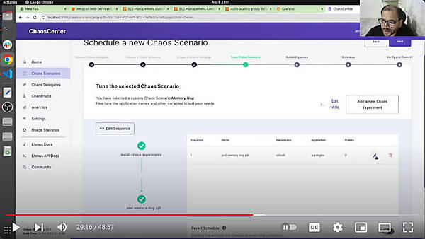 カオスシナリオで実験を作成。メモリー不足になる状況を起こす