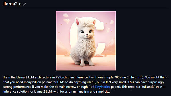 LlaMa2cとは何かを解説した公式のReadmeの引用