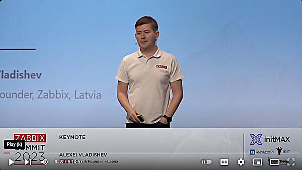 キーノートに登壇したZabbixのCEO兼創業者のAlexei Vladishev氏