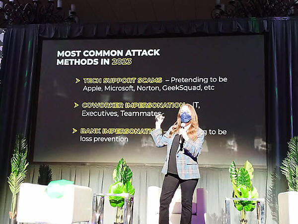 2023年の攻撃の傾向。ITサポートや金融機関を装う電話や上司などの名前を偽って情報獲得