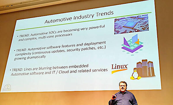 SoCが強力になり組込系からクラウドシステムに近付いていると説明