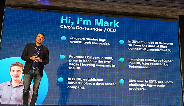 自己紹介。イギリスでLCNというホスティング会社を始めたのが1999年だという