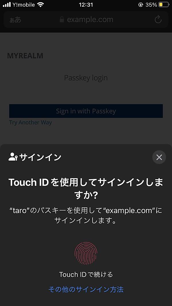 図20：認証ポップアップ