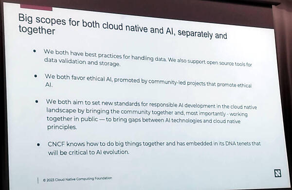 プレスカンファレンスで使われたスライド。Ethical AIを目指すと説明されている