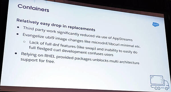 コンテナの移行は比較的容易だったと説明