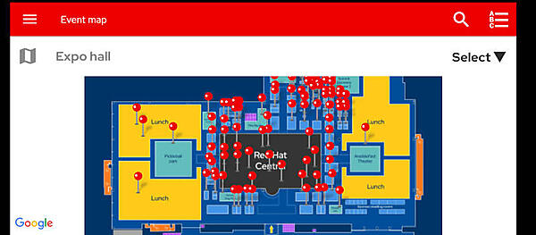 Red Hat SummitアプリのMapからわかるRed Hatブースの大きさ