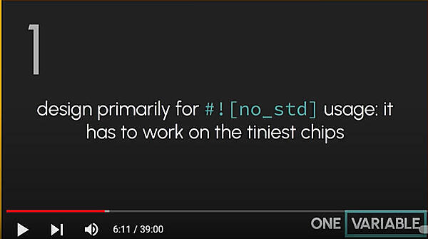 #![no_std]を設定する理由は最小規模のチップセットでも実行可能にすること