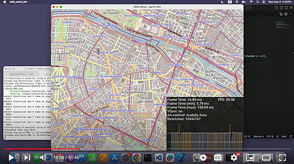 ベクター要素が多い地図データも高速に拡大縮小が可能