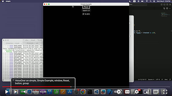 音声読み上げのデモ。要素を説明する字幕は表示されるものの読み上げは上手くいかなかった