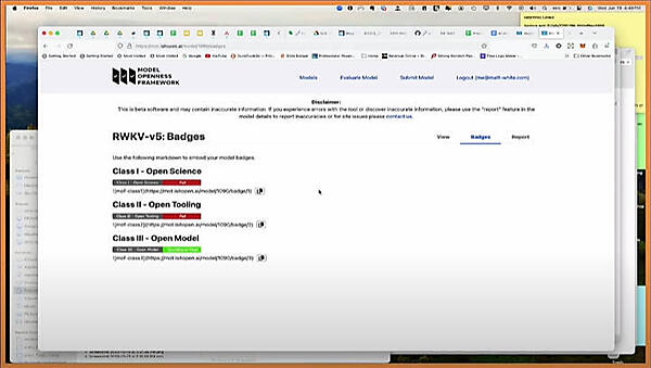 実際にMOFで検証された結果をバッジとして表示