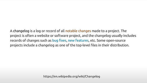 ChangelogのWikipediaの記述を引用して説明