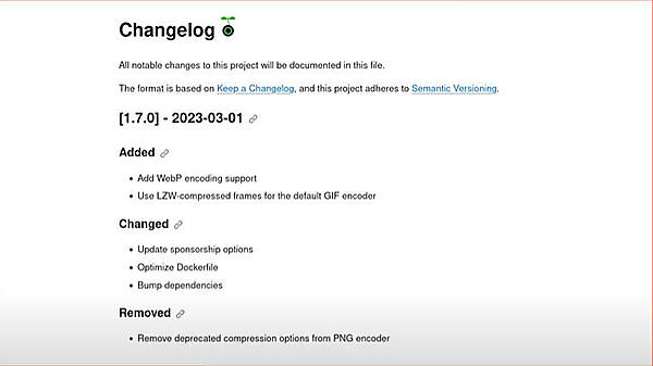 サンプルのChangelogを紹介