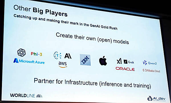 他のビッグプレイヤーについても説明。現状を生成型AIのゴールドラッシュと表現